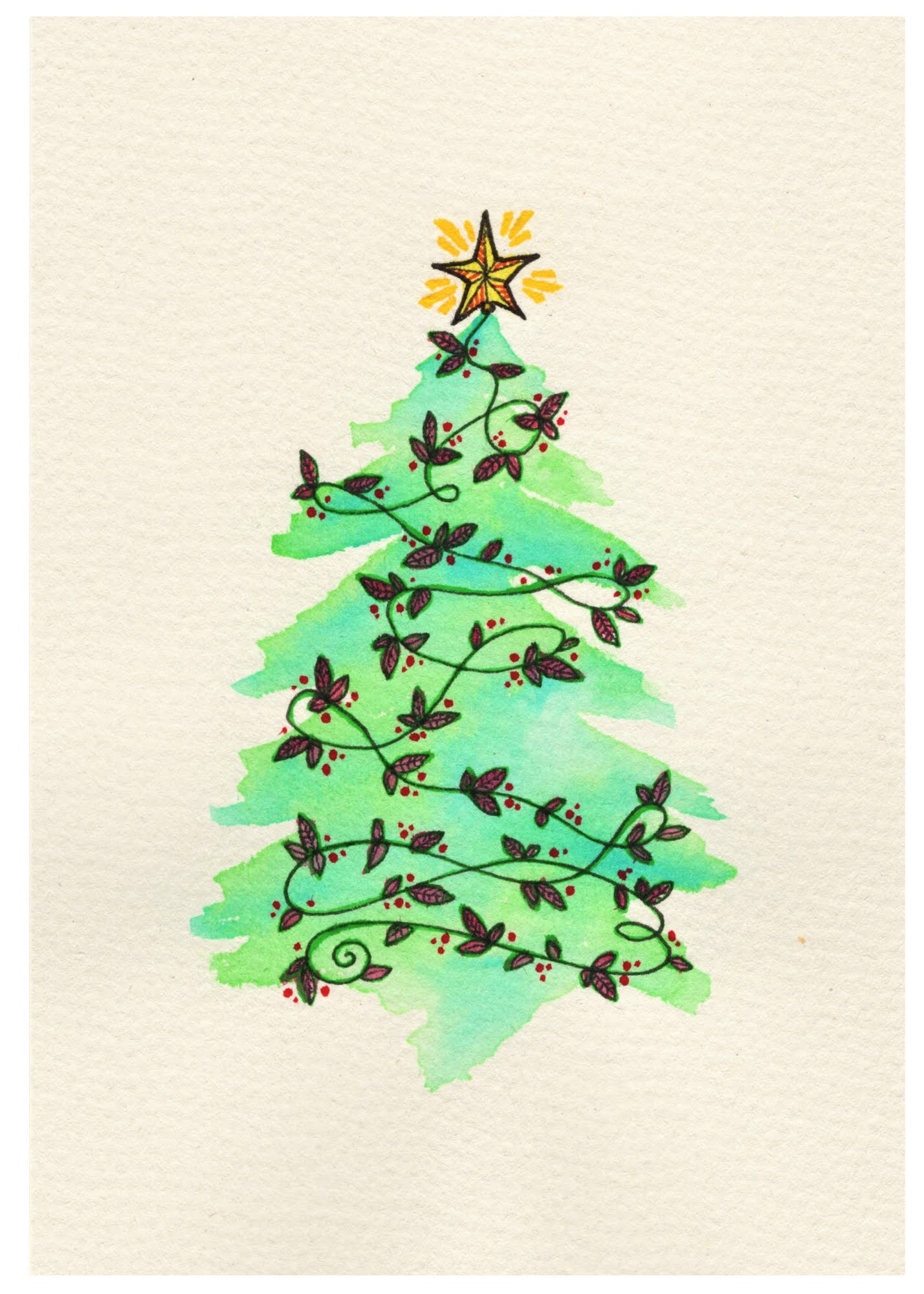 Watercolor Vine Tree Card