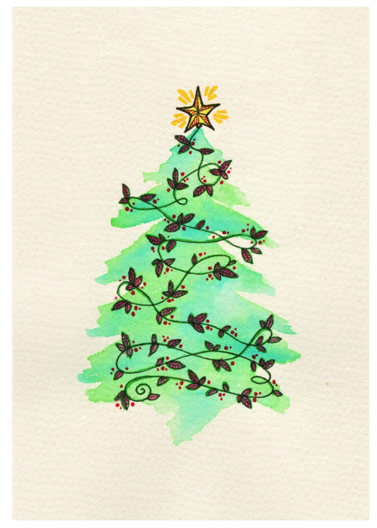 Watercolor Vine Tree Card