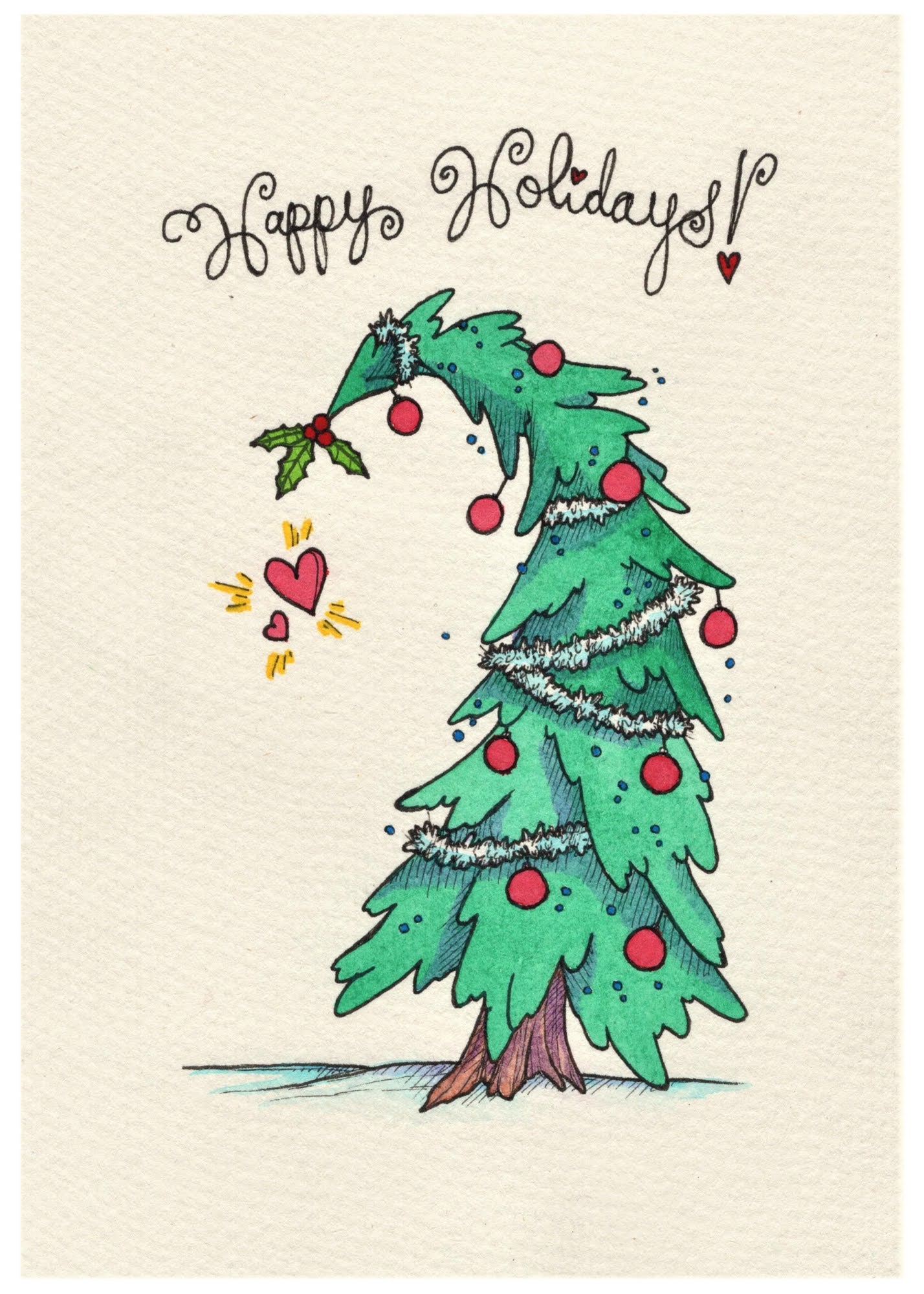 Mistletoe Tree Card