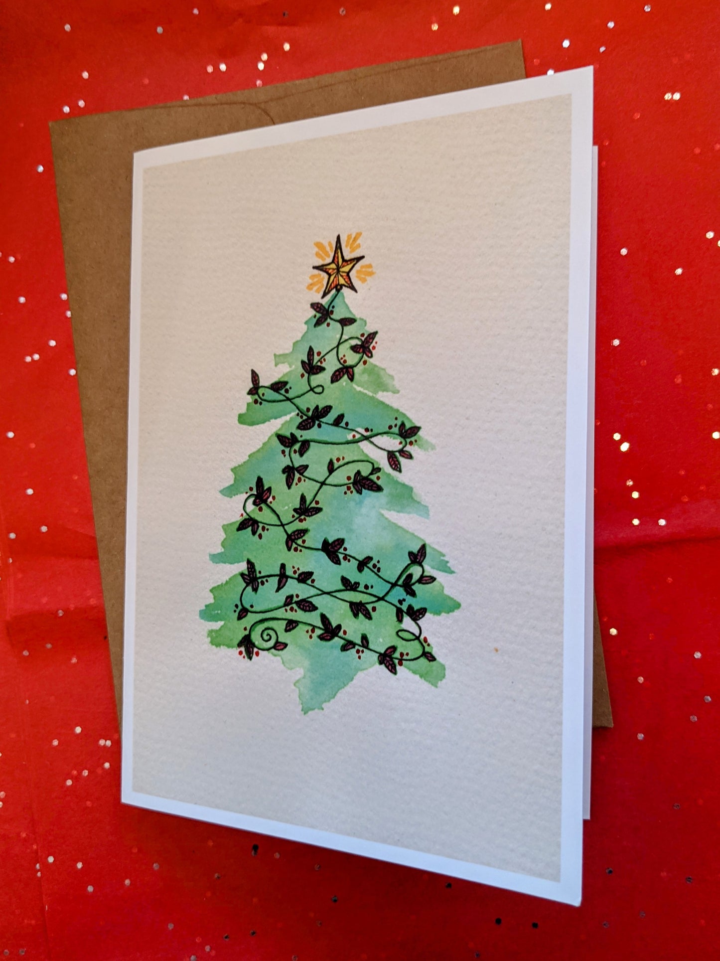 Watercolor Vine Tree Card