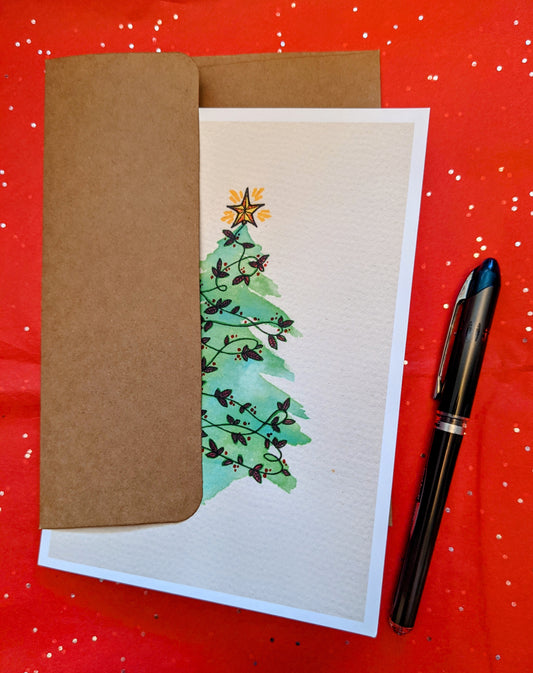 Watercolor Vine Tree Card