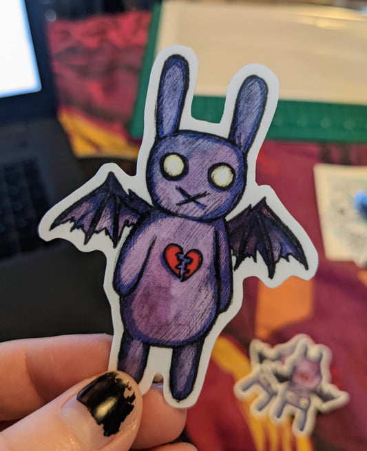 Broken Heart Rabbit Vinyl Sticker