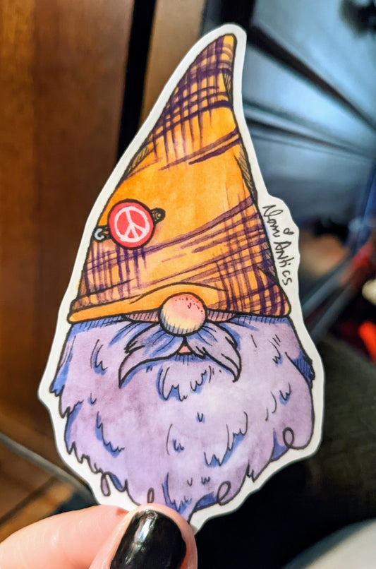 Peace Gnome Vinyl Sticker