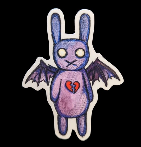 Broken Heart Rabbit Vinyl Sticker