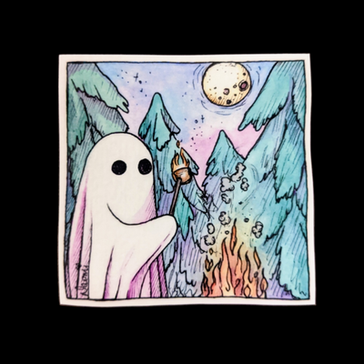 Camp-out Ghost Sticker