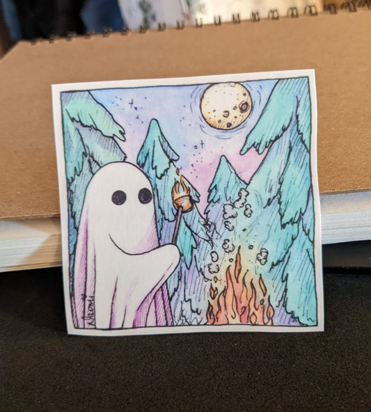 Camp-out Ghost Sticker